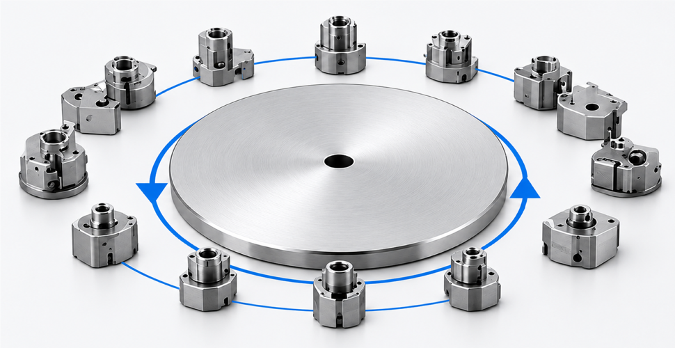 Continuous movement of the turntable